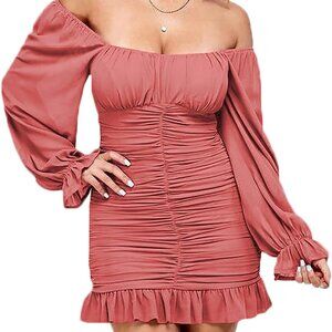 Women's Summer Off Shoulder Low Cut Tie Back Strapless Mini Dress